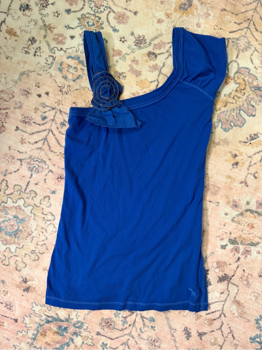 Abercrombie & Fitch Royal Blue One-Shoulder Tank with Rosette